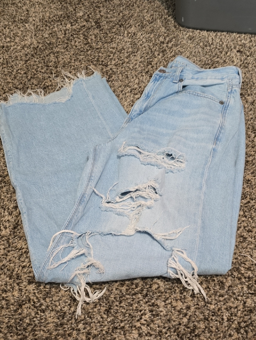 American Eagle Outfitters Light Wash Distressed Wide Leg Jeans